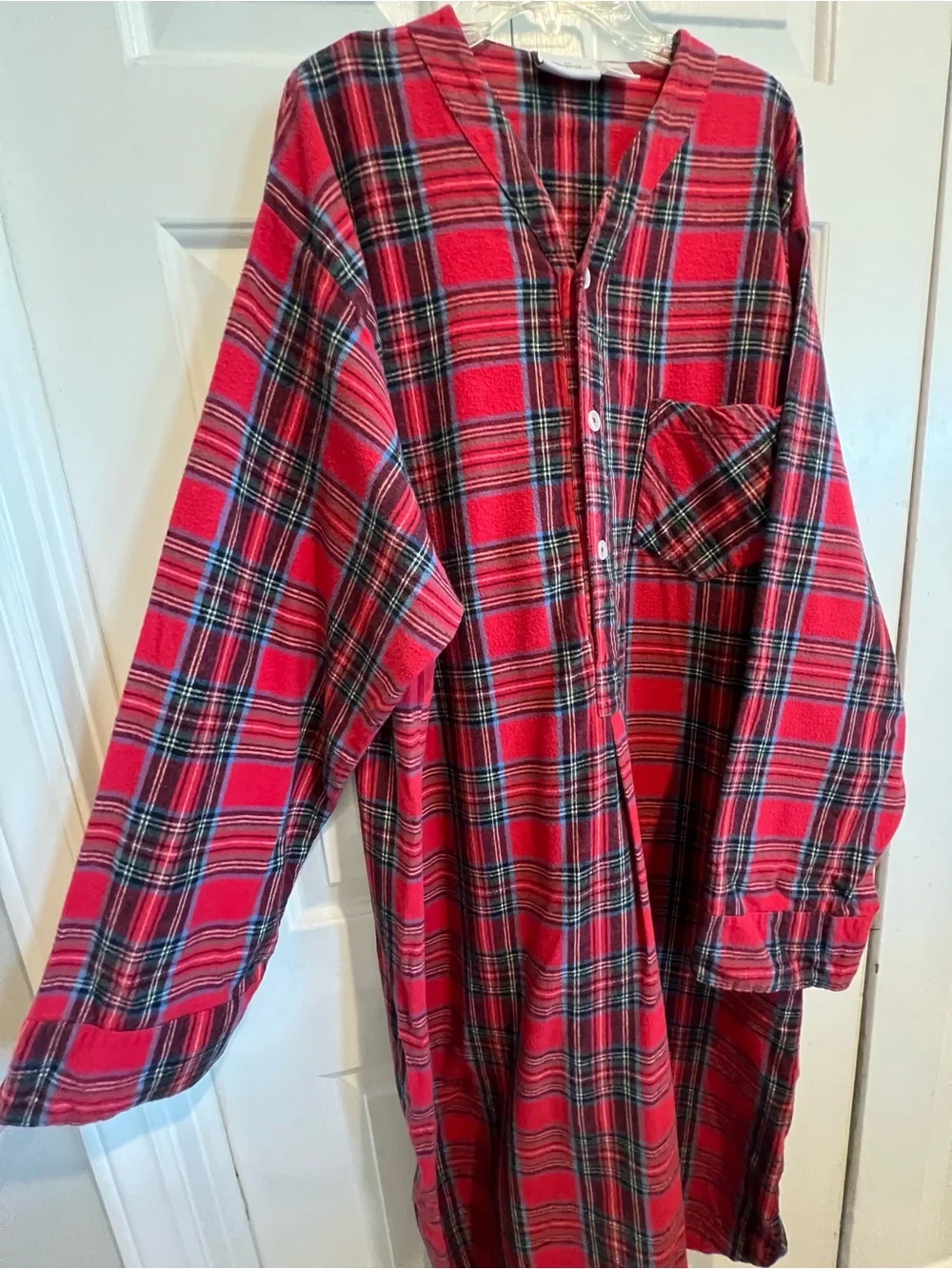 The Vermont Country Store❤️ Red Plaid Flannel Long Nightgown - Picture 4 of 9